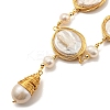 Natural Pearl Oval Link Necklaces NJEW-M214-01G-2