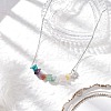 Chakra Gemstone Chip Beaded Pendant 304 Stainless Steel Cable Chain Necklaces NJEW-JN05501-2