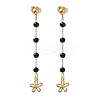 304 Stainless Steel Glass Tassel Stud Earrings EJEW-G453-05G-01-4