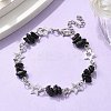 Natural Obsidian Chip Link Bracelets BJEW-JB11592-02-1