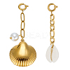 2Pcs 2 Styles Shell Shape 304 Stainless Steel Pendant Decorations HJEW-GA0001-59-1