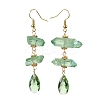 Dyed Natural Quartz Crystal Nugget & Teardrop Dangel Earrings EJEW-TA00314-02-1