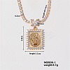 Chic Rectangle Necklace with Shiny Diamonds and Virgin Mary Pendant WL1506-1-1
