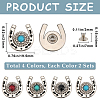 8 Sets 4 Colors Zinc Alloy & Resin Coin Screw Rivet FIND-CP0001-89-2