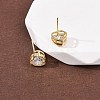 Brass Micro Pave Clear Cubic Zirconia Stud Earrings EJEW-C174-02A-G-3
