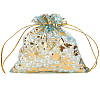 20Pcs 4 Colors Rose Printed Organza Bags OP-LP0001-09-3