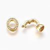 Brass Micro Pave Cubic Zirconia Fold Over Clasps KK-P164-10G-3
