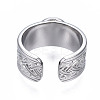 Non-Tarnish 304 Stainless Steel Open Cuff Finger Ring Cabochon Settings LS-STAS-T060-05P-2