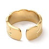 304 Stainless Steel Textured Open Cuff Ring for Women RJEW-I098-08G-3