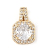 Brass Micro Pave Clear Cubic Zirconia Pendants KK-R219-35G-1