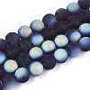 Frosted Transparent Glass Beads Strands GLAA-T032-T10mm-MBB03-1