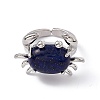 Natural Lapis Lazuli Crab Open Cuff Ring RJEW-I090-01P-11-2