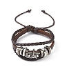 PU Leather & Waxed Cords Triple Layer Multi-strand Bracelets BJEW-G709-01A-1
