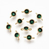Brass Micro Pave Green Cubic Zirconia Links Connectors KK-T063-58G-NF-1