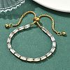 Rectangle 304 Stainless Steel Glass Slider Bracelets BJEW-D456-07G-02-2