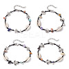 4Pcs Natural & Synthetic Gemstone Chip Beads & Cowrie Shell Beads Braided Bead Bracelets BJEW-JB11834-2