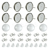 160Pcs 4 Styles Flat Round 304 Stainless Steel Stud Earring Settings with Transparent Glass Cabochons with 304 Stainless Steel Ear Nuts with Plastic Ear Nuts FIND-YW0005-37-1