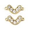 Brass Pave Clear Cubic Zirconia Heart Connector Charms KK-M324-11G-1
