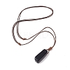 Natural Obsidian Nugget Pendant Necklace with Waxed Cord for Women NJEW-F306-01D-2