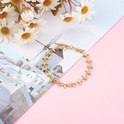 Brass Bar Link Chain Bracelets BJEW-JB06004-1