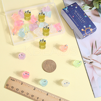 28Pcs 7 Colors Luminous Translucent Resin Pendants RESI-SC0002-88-1