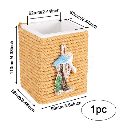 Desk Wood Cotton Rope Pen Holder Stand BT-TAC0012-11-1