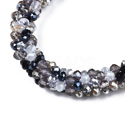 Glass Beaded Crochet Stretch Bracelet BJEW-T016-09-1