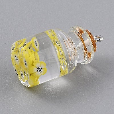Transparent Glass Wishing Bottle Pendant Decorations EGLA-B002-02A-1