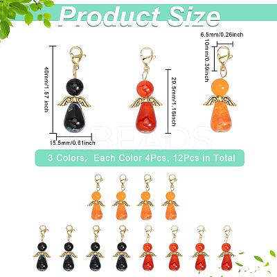 12Pcs 3 Styles Natural Agate Alloy Pendant Decorations HJEW-CA0001-31-1