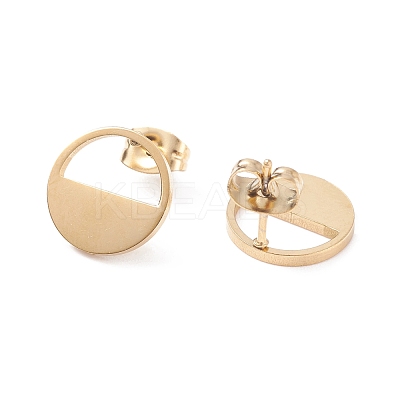 Half Round Hollow 304 Stainless Steel Stud Earrings for Women EJEW-Z017-01G-1