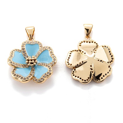 Real 18K Gold Plated Brass Micro Pave Clear Cubic Zirconia Beads Pendants ZIRC-M114-32G-D-1