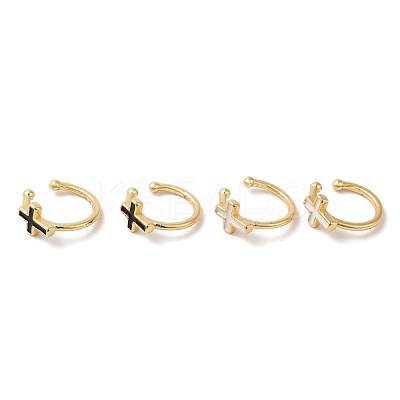 Cross Enamel Cuff Earrings EJEW-G348-14G-1