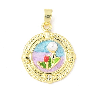 Brass Enamel Pendants KK-Z101-09G-F01-1
