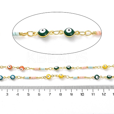 Evil Eyes Brass Ename Link Chains CHC-Q013-02G-1