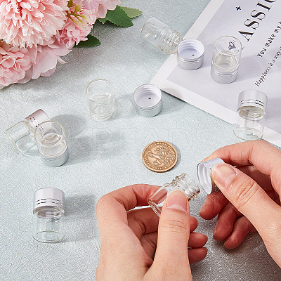 40Pcs Clear Glass Bottles Bead Containers CON-SC0001-15A-01-1