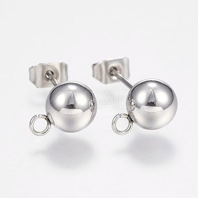 Non-Tarnish 201 Stainless Steel Ball Stud Earring Post LS-X-STAS-F088-01P-1