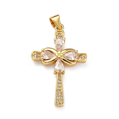 5Pcs Brass Micro Pave Clear Cubic Zirconia Pendants ZIRC-SZ0001-70-1