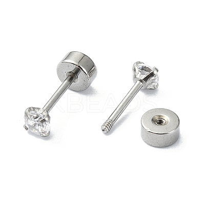 304 Stainless Steel Crystal Rhinestone Ear False Plugs STAS-C089-04A-P-1