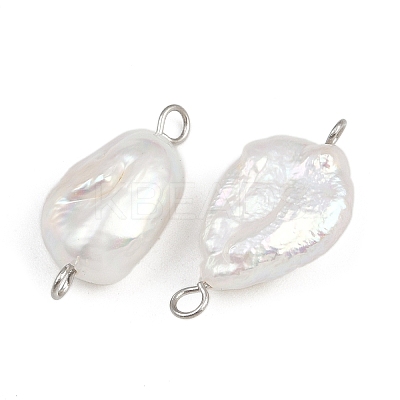 Natural Freshwater Pearl Keshi Pearl Nuggets Connector Charms STAS-D378-16P-1