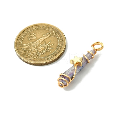 2Pcs Electroplated Natural Quartz Crystal Dyed Copper Wire Wrapped Pendants PALLOY-JF03164-01-1