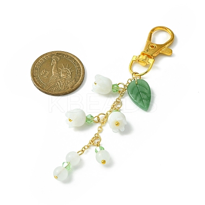 Lily of the Valley Handmade Lampwork Pendant Decorations HJEW-JM01257-1