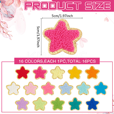 16Pcs 16 Colors Towel Embroidery Style Cloth Iron on/Sew on Patches DIY-MA0006-59-1