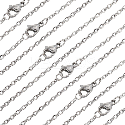 30Pcs 304 Stainless Steel Flat Cable Chain Necklaces Set for Men Women STAS-BBC0004-99A-1