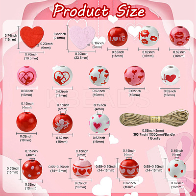 120pcs DIY Valentine's Day Pendant Decoration Making Kit DIY-CJ0002-28-1