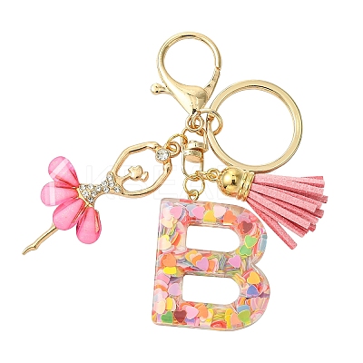 Letter A~Z Transparent Glitter Resin Pendant Keychains KEYC-FZ00024-02-1