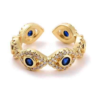 Evil Eye Cubic Zirconia Cuff Ring RJEW-E170-08G-1
