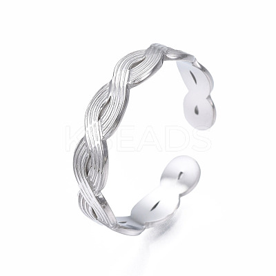 Non-Tarnish 304 Stainless Steel Twist Wrap Open Cuff Ring for Women RJEW-T023-07P-1
