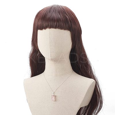 Natural Rose Quartz Geometry Pendant Necklace NJEW-JN04239-04-1