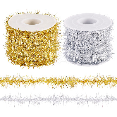 20 Yards 2 Colors Plastic Shiny Tinsel Hanging Garland AJEW-TA0002-16-1