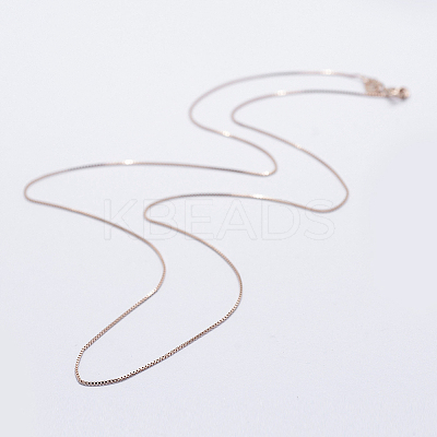 925 Sterling Silver Box Chain Necklaces STER-F039-40cm-03RG-1
